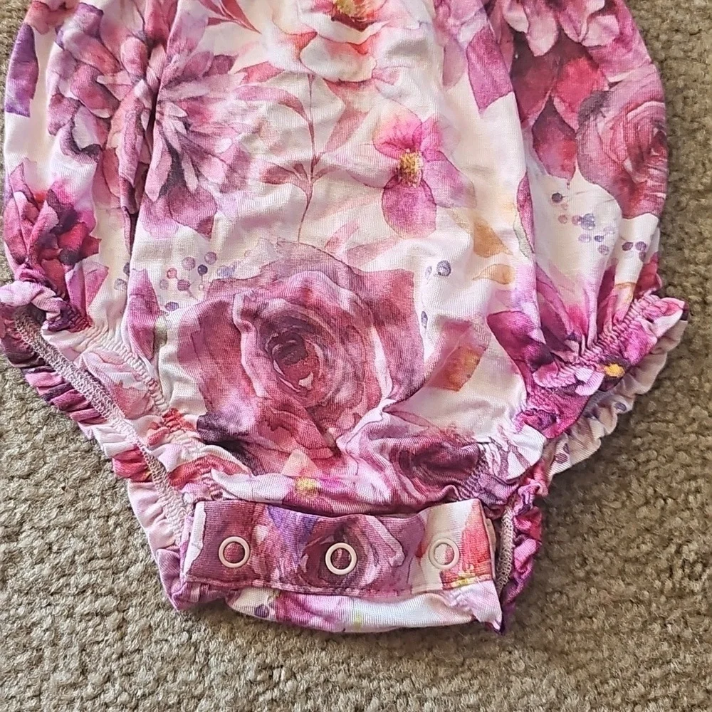 Posh Peanut Ruffled Capsleeve Bubble Romper Amira 3-6M